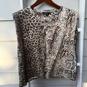 All Saints Animal Print Sleeveless Blouse in Brown and Cream